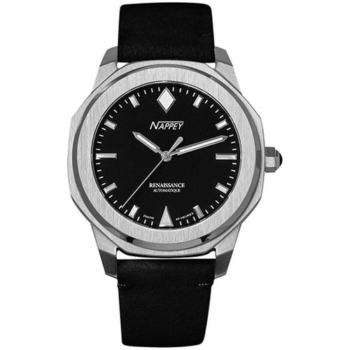 Load image into Gallery viewer, Nappey Renaissance Steel and Black Suede Automatic NY41-AD1M-3B1A 200M Unisex Watch
