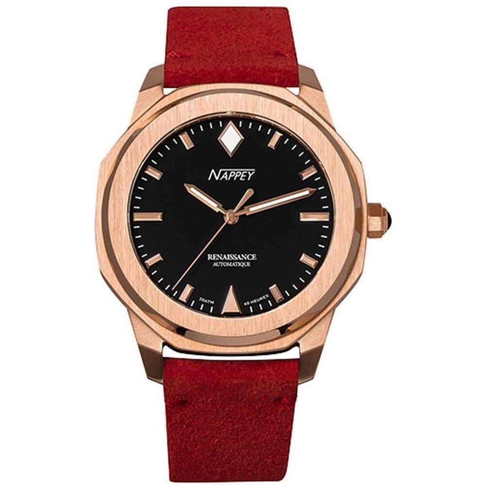 Nappey Renaissance Steel and Black Suede Automatic NY41-BD1M-3B6A 200M Unisex Watch