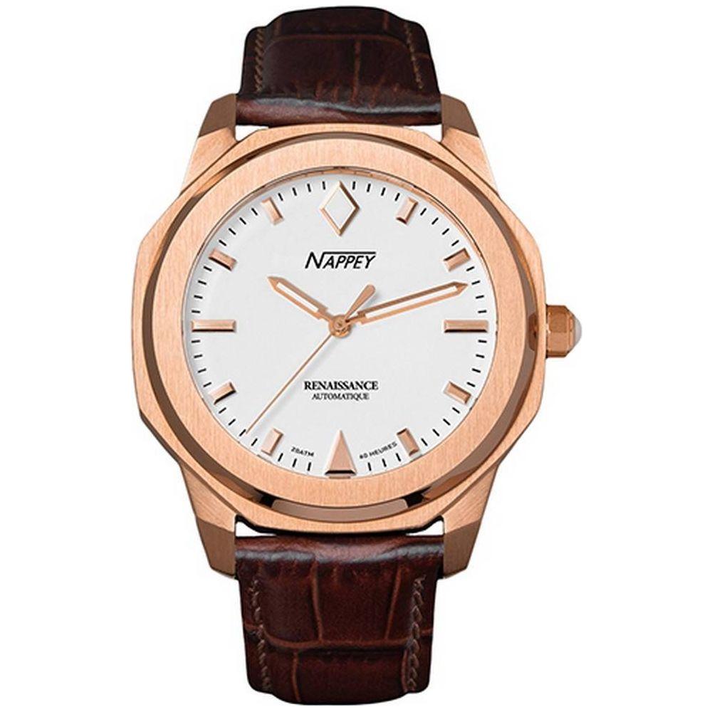 Nappey Renaissance Rose Gold and White Automatic NY41-BD2M-3B6A 200M Unisex Watch