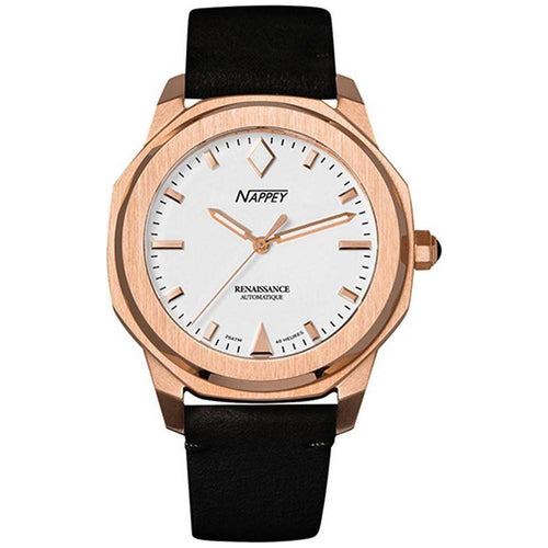 Load image into Gallery viewer, Nappey Renaissance Rose Gold and White Suede Automatic Watch NY41-BD2M-3B1A 200M Unisex
