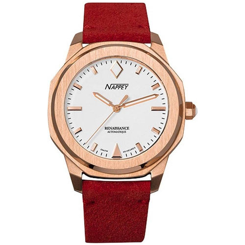 Load image into Gallery viewer, Nappey Renaissance Rose Gold and White Suede Automatic NY41-BD2M-3B6A 200M Unisex Watch
