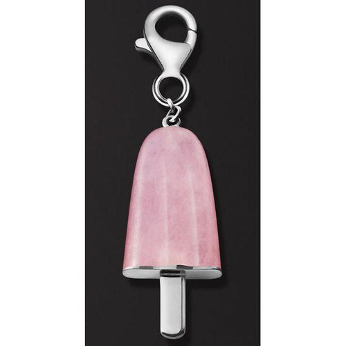 Load image into Gallery viewer, AMBROSINI JEWELS -  PENDENTE ARGENTO 925°  ghiacciolo finitura bianca pietra rosa piccolo (21x14 mm)-0
