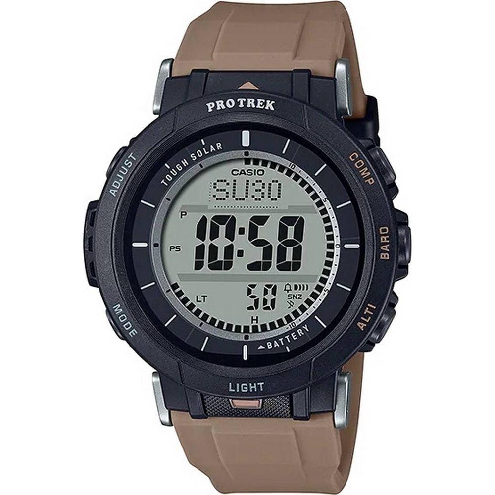 Casio ProTrek Solar World Time Adventure Watch - Men's, Digital Compass, Altimeter, Barometer, Thermometer, Model: PRW-2500, Black