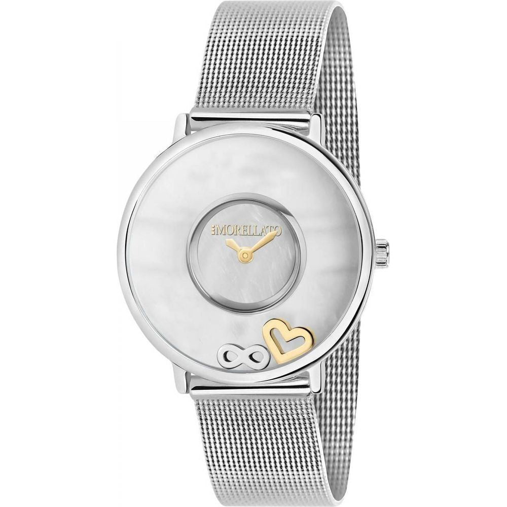 Morellato Women's Analog Quartz Watch R0153150503, Stainless Steel Mesh Bracelet, Mother Of Pearl/Silver Dial, 34mm, 50M Water Resistance