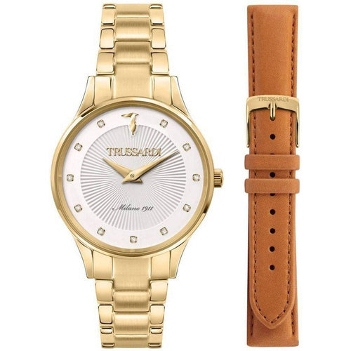 Load image into Gallery viewer, Trussardi Gold Edition Crystal Accents White Dial Quartz R2453149501 Women&#39;s Watch
