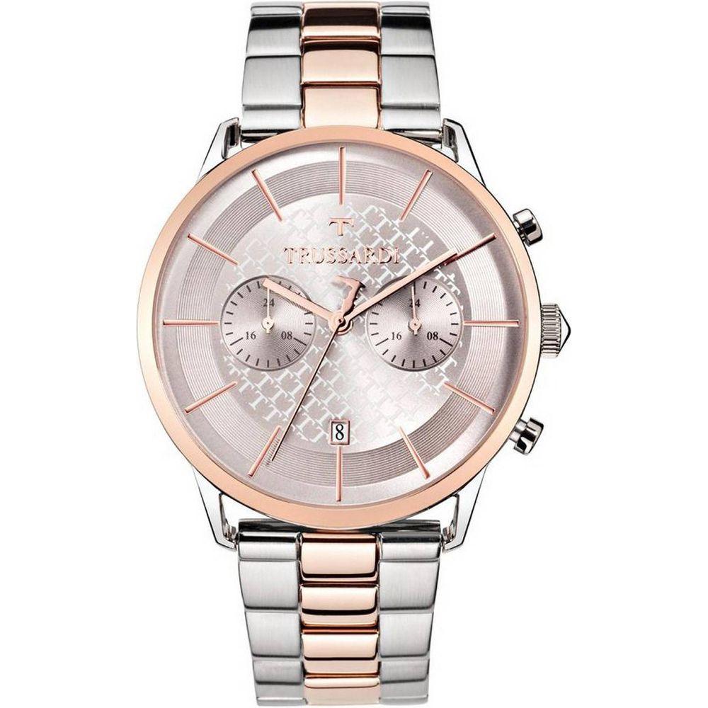 Trussardi T-World Chronograph R2473616002 Men's Two Tone Stainless Steel Quartz Watch - Pink Dial