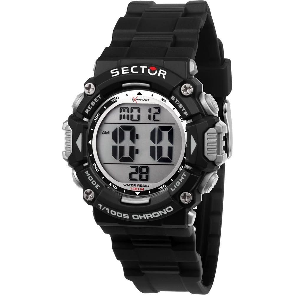 Sector EX-32 Digital Black Polyurethane Strap Replacement - Men's Black Polyurethane Watch Band