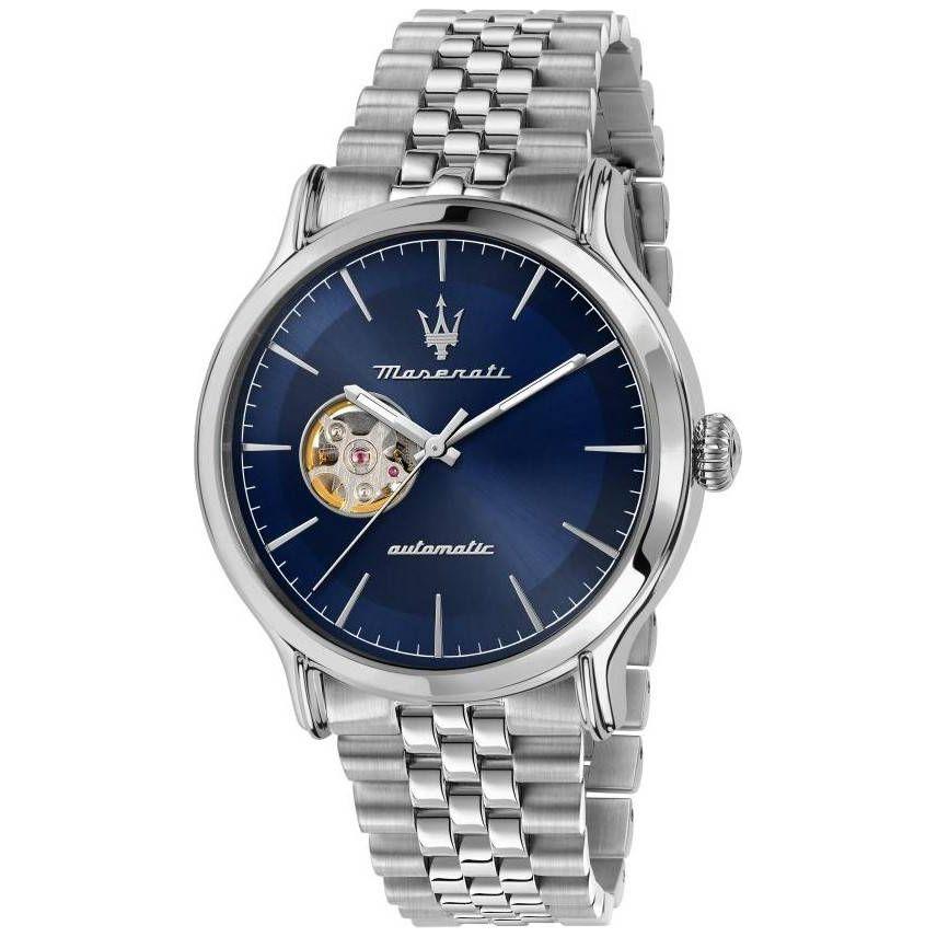 Maserati Epoca R8823118009 Stainless Steel Open Heart Blue Dial Automatic 100M Men's Watch