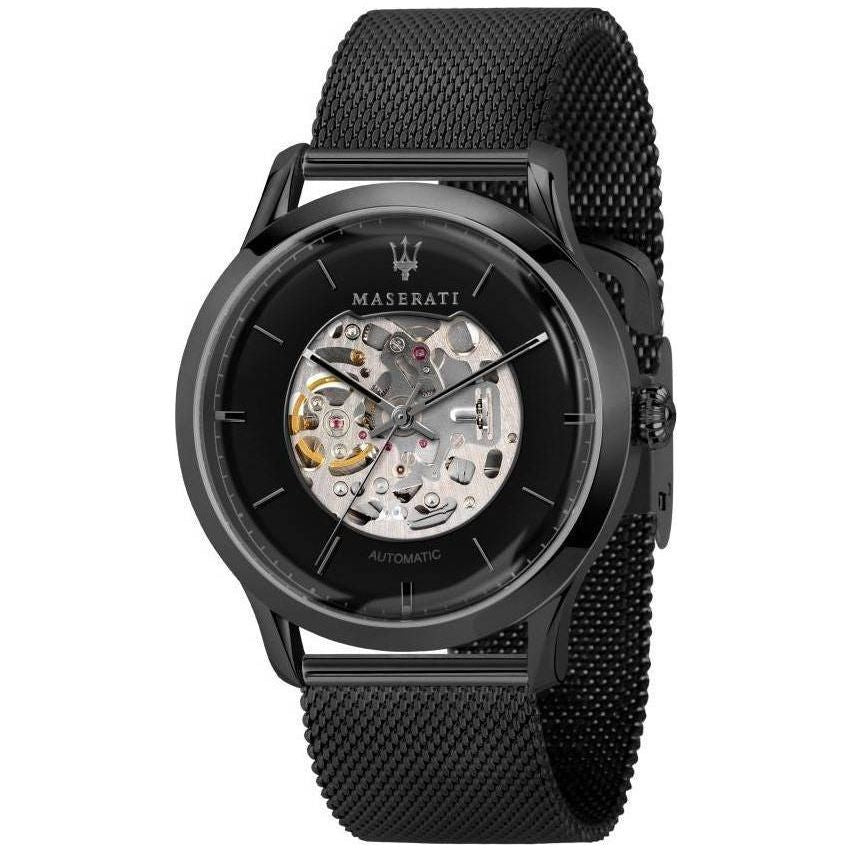 Maserati Ricordo R8823133004 Men's Stainless Steel Mesh Skeleton Black Dial Automatic Watch