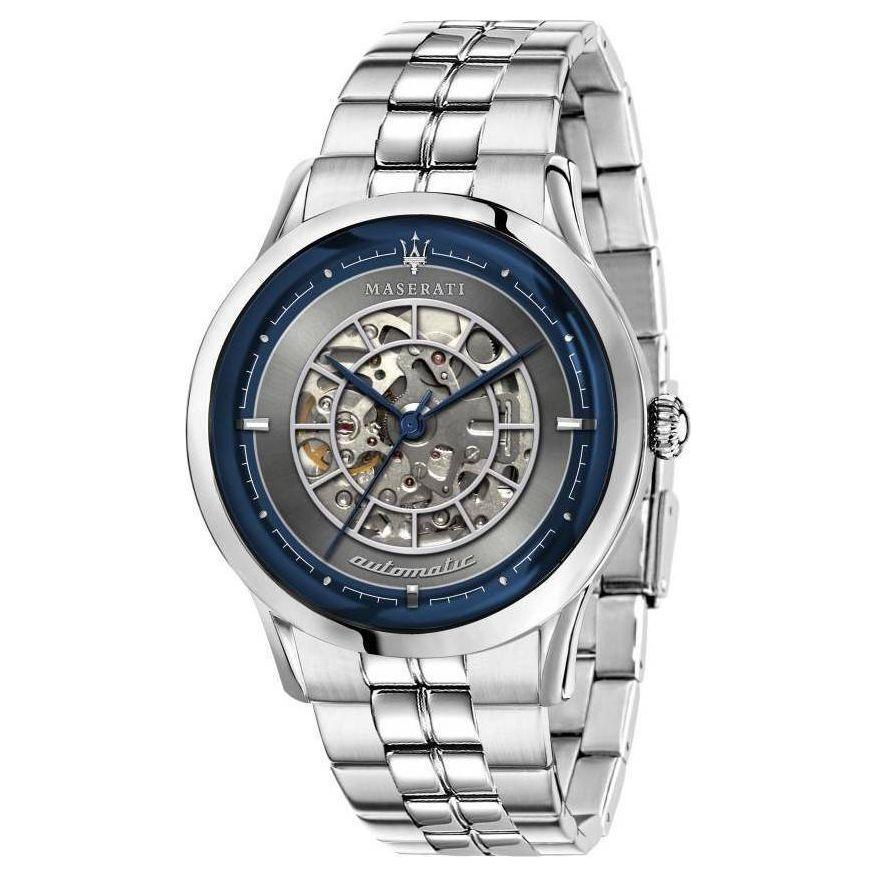 Maserati Ricordo R8823133005 Men's Skeleton Dial Automatic Stainless Steel Watch - Gray and Blue