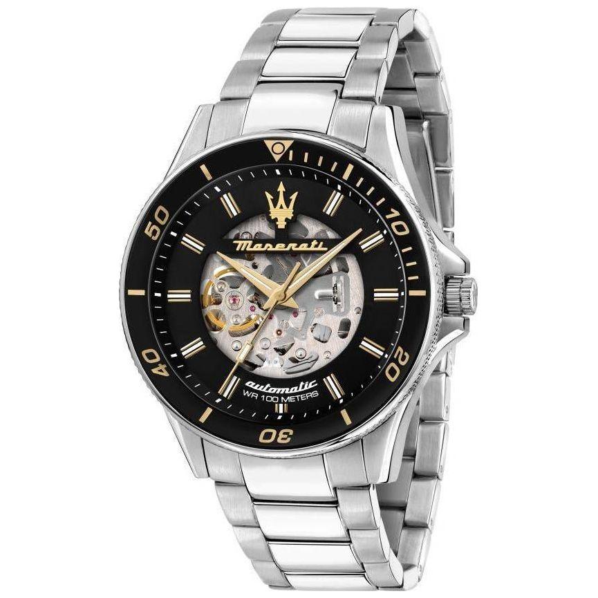 Maserati Sfida R8823140008 Men's Stainless Steel Skeleton Automatic Watch, Black Dial