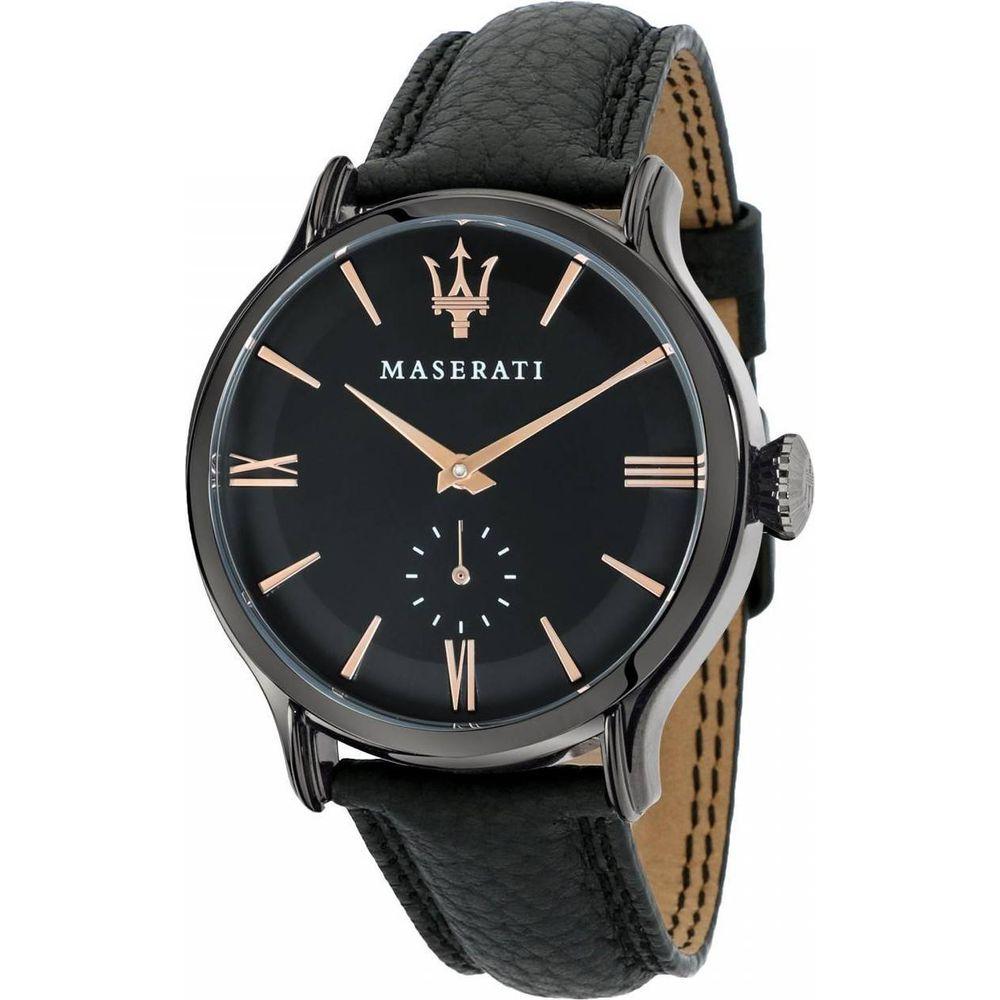 Introducing the Timeless Black Leather Strap Replacement for Men's Maserati Epoca Quartz R8851118004 Watch