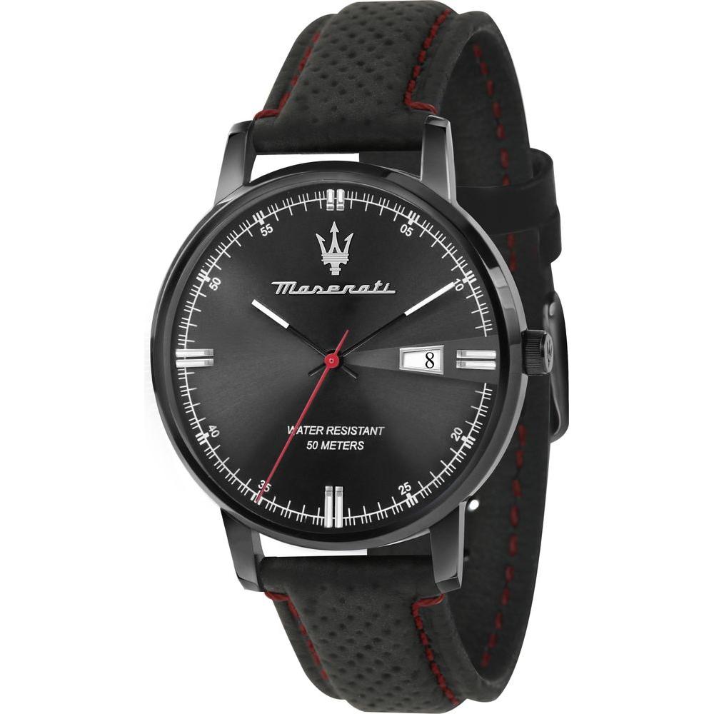 Maserati Eleganza Quartz R8851130001 Men's Black/Grey Leather Strap Watch - Stylish Replacement Band for Men's Watches