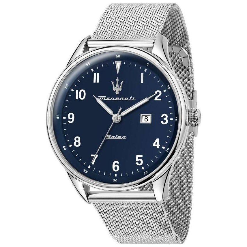 Maserati Tradizione Men's Stainless Steel Mesh Blue Dial Solar Watch R8851146002