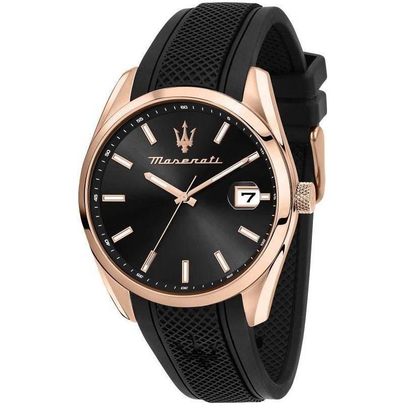 Maserati Attrazione R8851151002 Men's Black Dial Silicone Strap Quartz Watch - The Epitome of Elegance and Precision