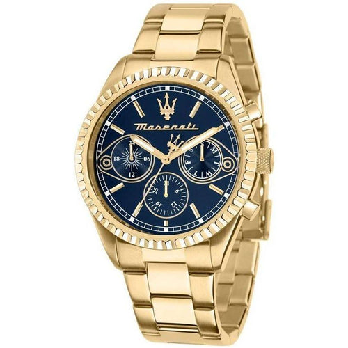 Load image into Gallery viewer, Maserati Competizione Gold Tone Stainless Steel Blue Multifunction Dial Quartz R8853100026 100M Men&#39;s Watch
