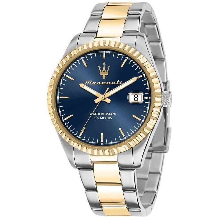 Maserati Competizione Two Tone Stainless Steel Blue Dial Quartz R8853100027 100M Men's Watch