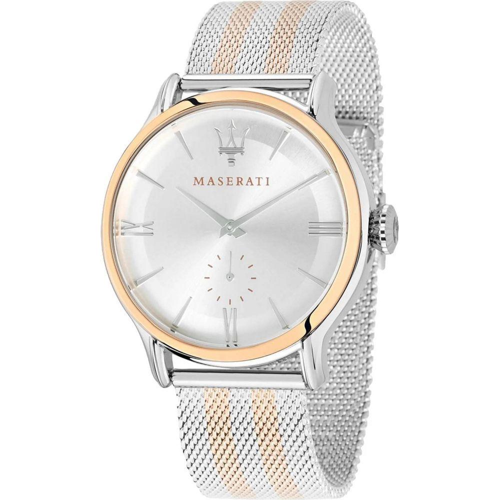 Maserati Epoca R8853118005 Two Tone Stainless Steel Quartz Men's Watch, Silver Dial