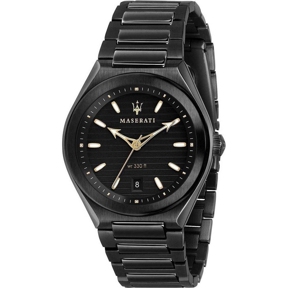 Maserati Triconic R8853139004 Men's Black Dial Quartz Watch - Stainless Steel Bracelet, 100M Water Resistance