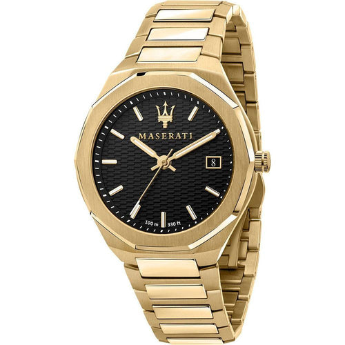 Load image into Gallery viewer, Maserati Stile Gold Tone Stainless Steel Black Dial Quartz R8853142004 100M Men&#39;s Watch
