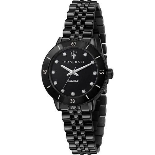 Load image into Gallery viewer, Maserati Women&#39;s Successo R8853145501 Black Dial Solar Stainless Steel Bracelet Watch
