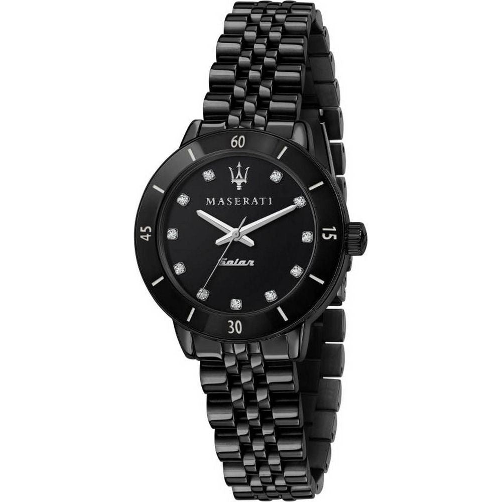 Maserati Women's Successo R8853145501 Black Dial Solar Stainless Steel Bracelet Watch