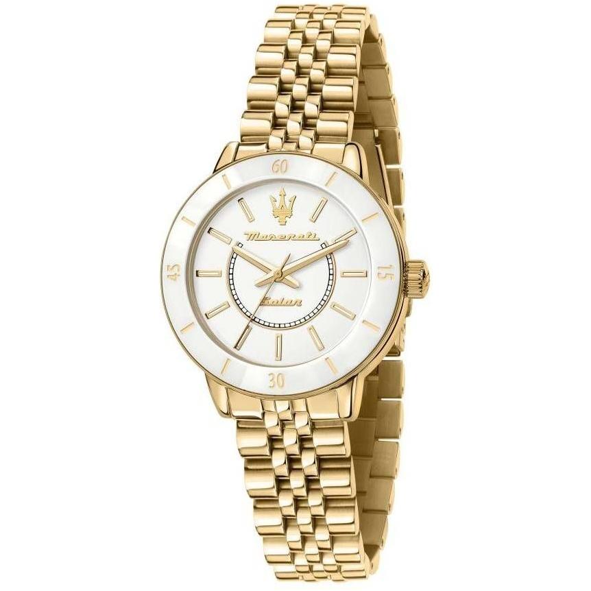 Maserati Successo Gold Tone Stainless Steel White Dial Solar R8853145502 Women's Watch