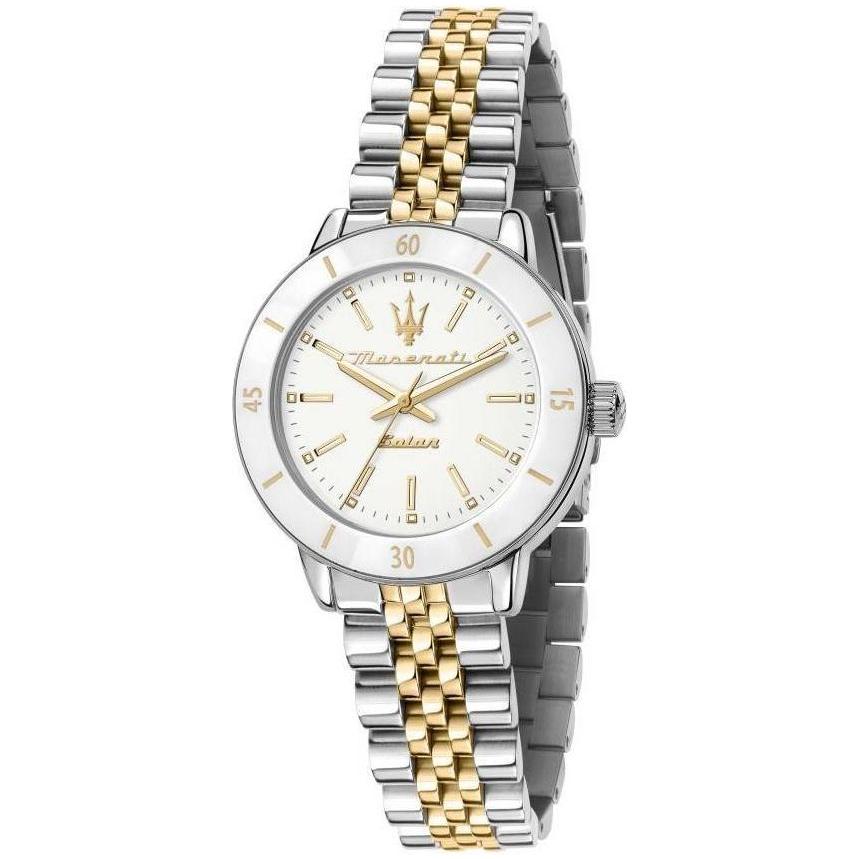 Maserati Successo R8853145514 Women's Two Tone Stainless Steel White Dial Solar Watch