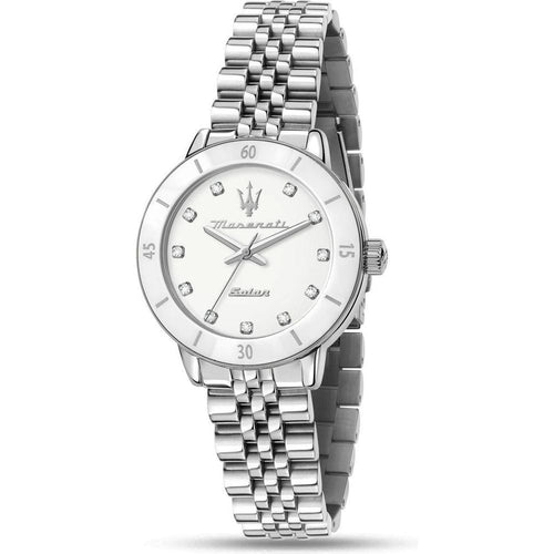 Load image into Gallery viewer, Maserati Successo R8853145515 Women&#39;s Stainless Steel Solar Watch with Crystal Accents - White Dial
