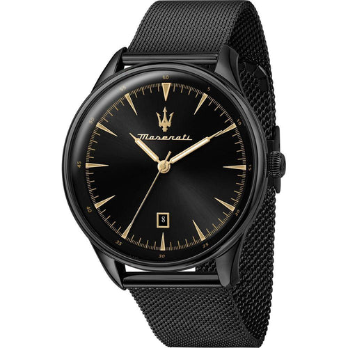Load image into Gallery viewer, Maserati Tradizione R8853146001 Men&#39;s Black Sunray Dial Quartz Watch with Stainless Steel Mesh Bracelet
