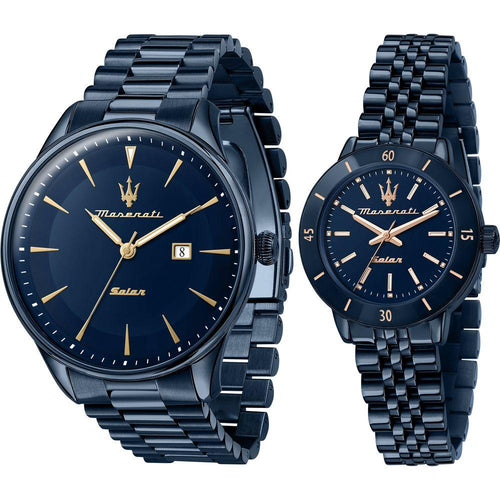Load image into Gallery viewer, Maserati PVD Blue Stainless Steel Blue Dial Solar R8853149002 Couple Watch

