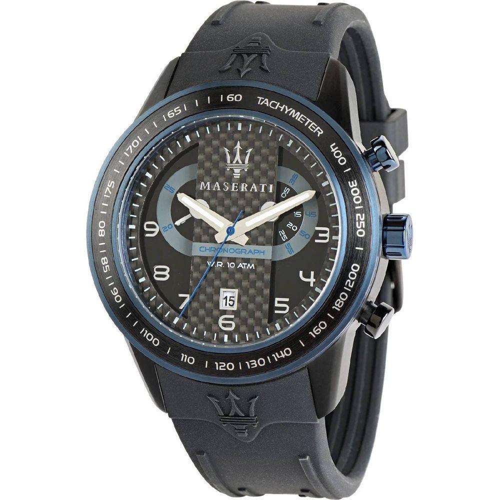 Maserati Corsa R8871610002 Quartz Men's Watch - Black Sunray Dial, Stainless Steel Case, Silicon Strap