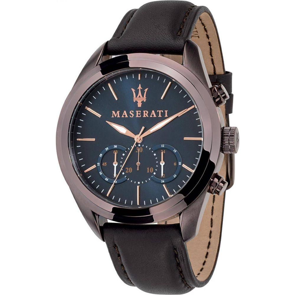 Maserati Traguardo Chronograph Quartz R8871612008 Men's Blue Leather Strap Watch Band Replacement