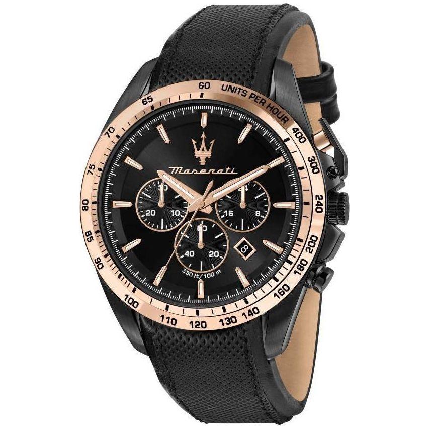 Maserati Traguardo Chronograph R8871612036 Men's Black Leather Strap Quartz Watch