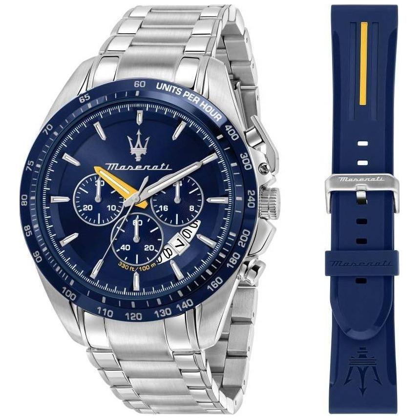 Maserati Modena Edition Chronograph Stainless Steel Blue Dial Quartz R8871612039 100M Men's Watch Gift Set - Sleek Stainless Steel Chronograph Watch for Men in Blue Dial