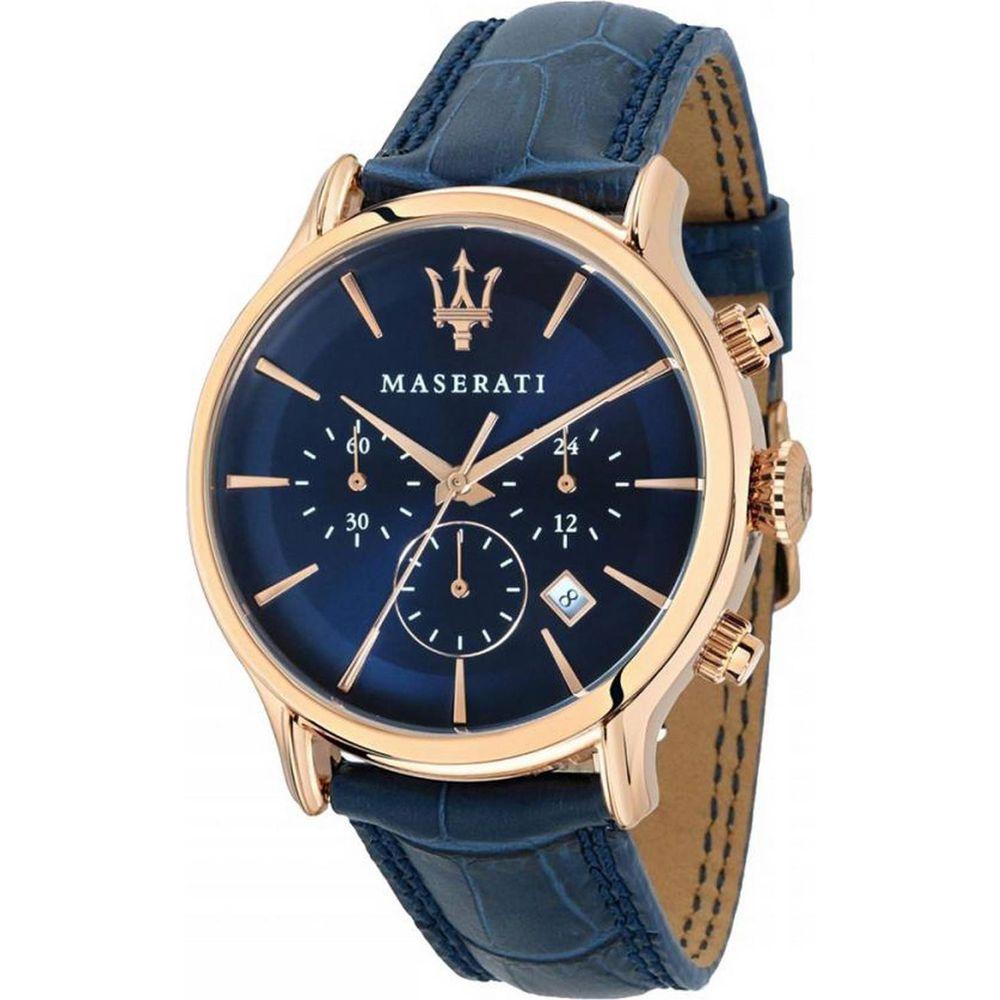 Maserati Epoca Chronograph Blue Leather Strap Replacement for Men's Watches