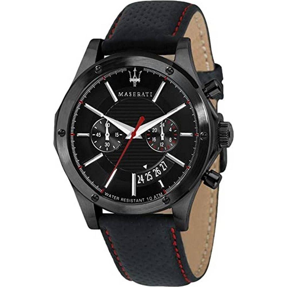 Maserati Circuito Chronograph Quartz R8871627004 100M Men's Watch - Black Leather Strap