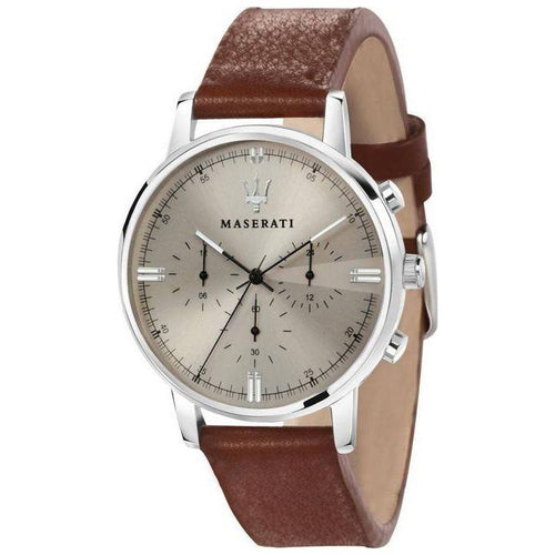 Load image into Gallery viewer, Maserati Eleganza R8871630001 Men&#39;s Ivory Dial Chronograph Quartz Watch - Stainless Steel Case, Leather Strap
