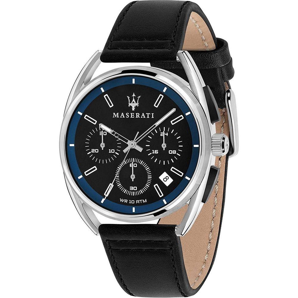 Maserati Trimarano Chronograph Quartz R8871632001 100M Men's Watch in Black Leather