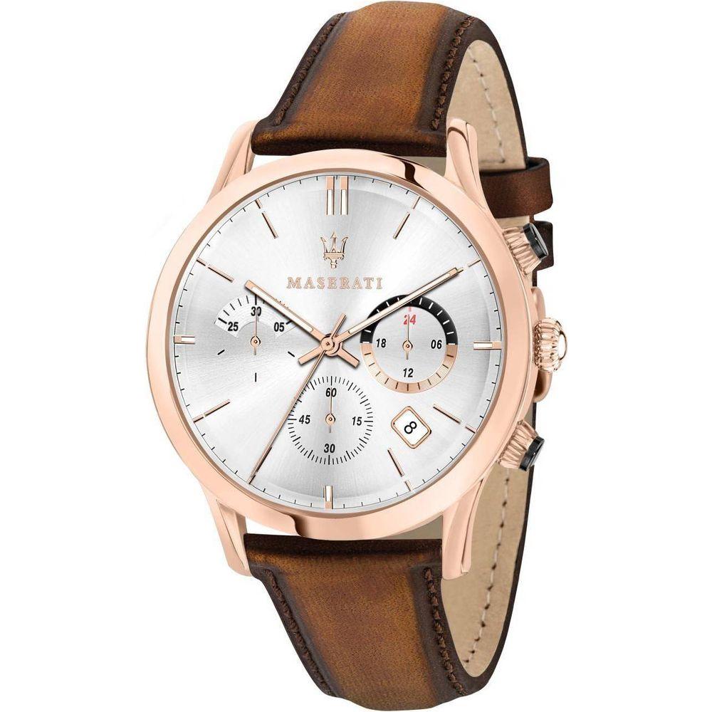 Elegant Rose Gold Leather Watch Strap Replacement for Men's Chronograph Watches