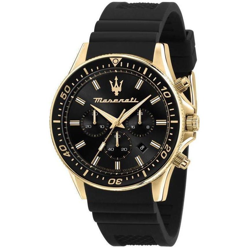 Maserati Sfida Chronograph R8871640001 Men's Black Silicone Strap Watch Band Replacement