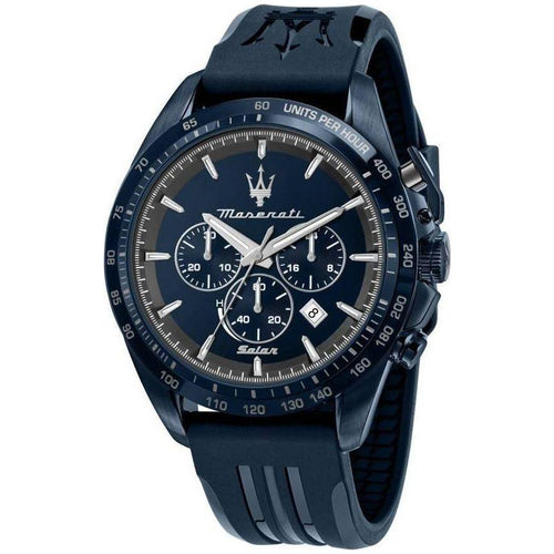 Load image into Gallery viewer, Maserati Traguardo Chronograph R8871649001 Men&#39;s Blue Dial Rubber Strap Quartz Watch: Replacement Rubber Strap in Blue for Men&#39;s Chronograph Watch
