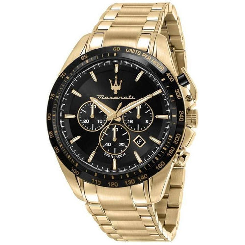 Load image into Gallery viewer, Maserati Traguardo Chronograph Gold Tone Stainless Steel Black Dial Quartz R8873612041 100M Men&#39;s Watch
