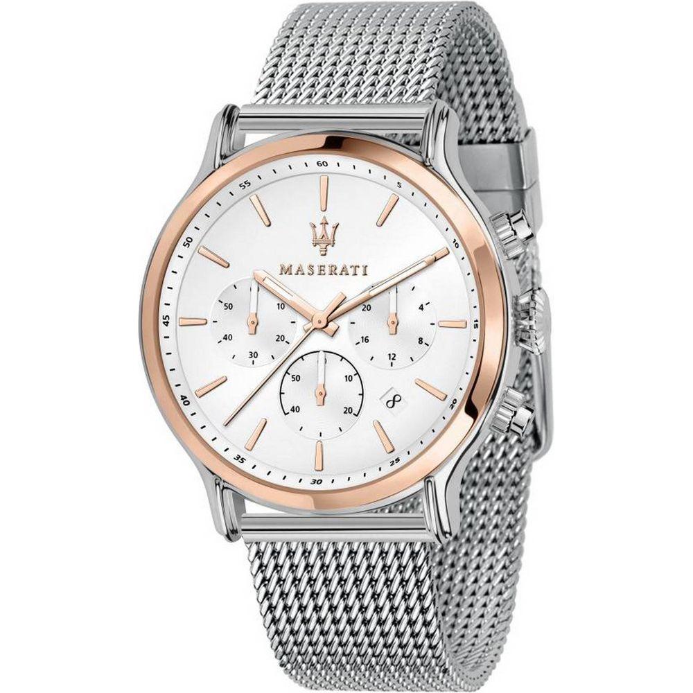 Maserati Epoca Chronograph R8873618009 Men's Stainless Steel Quartz Watch - White Dial
