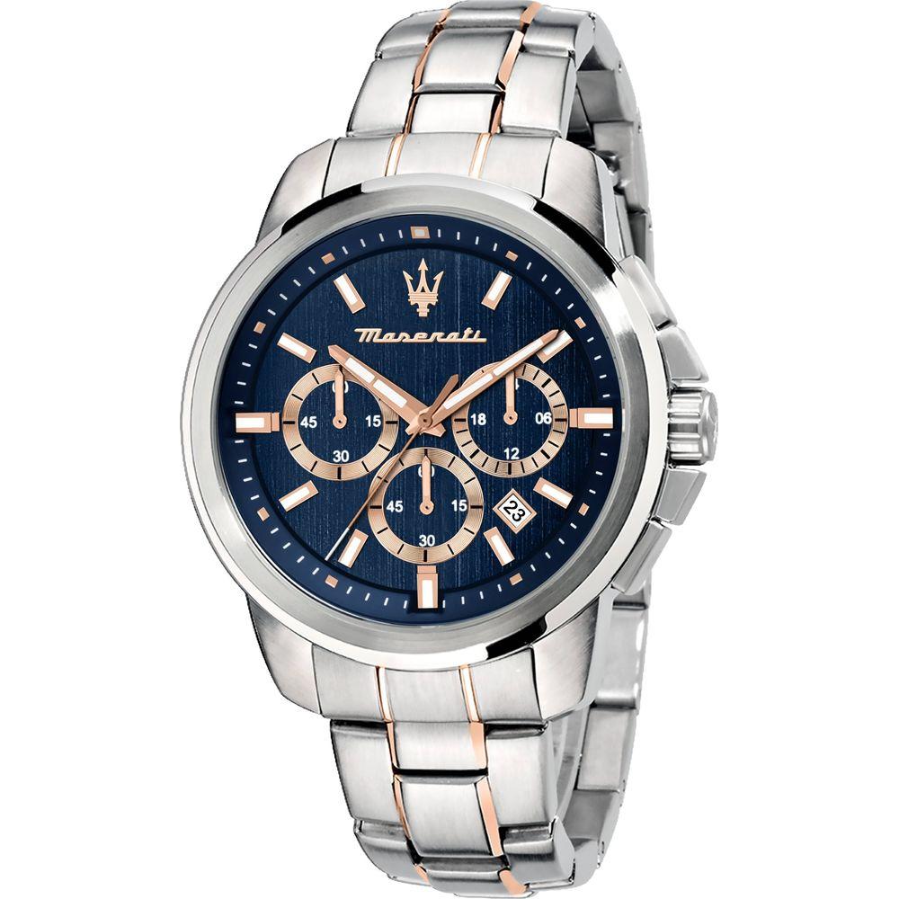 Maserati Successo Chronograph Quartz R8873621008 Men's Two Tone Watch - Blue Dial