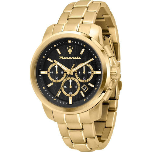 Load image into Gallery viewer, Maserati Successo Chronograph Gold Tone Stainless Steel Black Dial Quartz R8873621013 Men&#39;s Watch
