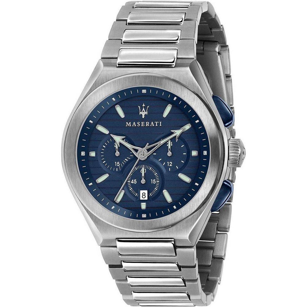 Maserati Triconic Chronograph Quartz R8873639001 100M Men's Blue Dial Stainless Steel Watch