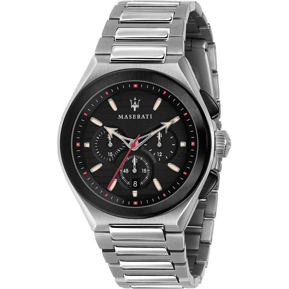 Maserati Triconic Chronograph Quartz R8873639002 100M Men's Watch - Sleek Stainless Steel Bracelet, Black Dial
