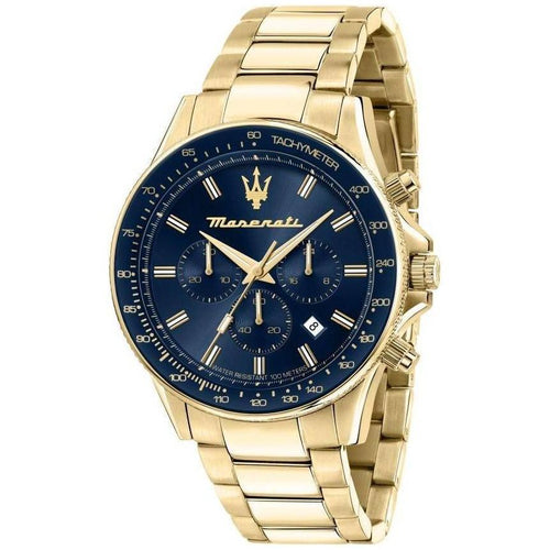 Load image into Gallery viewer, Maserati Sfida Chronograph Gold Tone Stainless Steel Blue Dial Quartz R8873640008 100M Men&#39;s Watch
