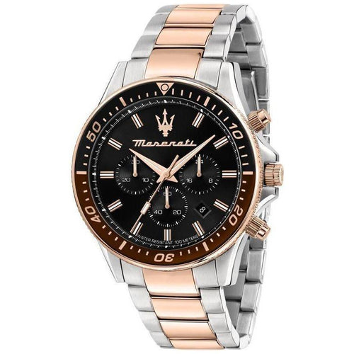 Load image into Gallery viewer, Maserati Sfida Chronograph Two Tone Stainless Steel Black Dial Quartz R8873640009 100M Men&#39;s Watch
